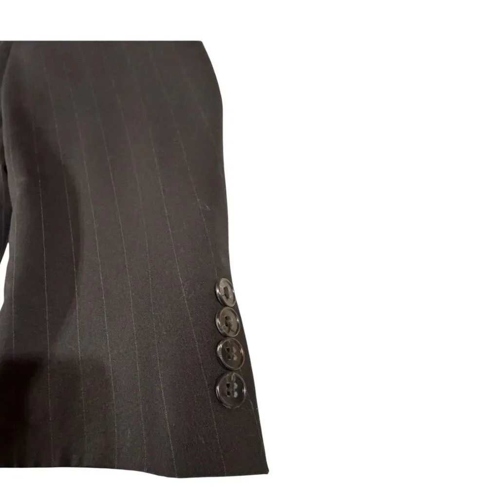Vintage Hart Schaffner Marx Men’s Wool Blazer Sport Coat Size 46 Black Pinstripe